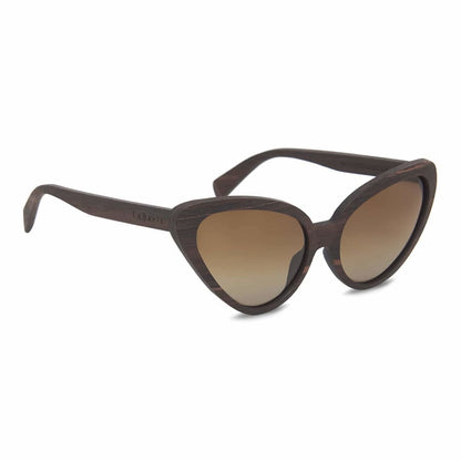 Brown cat-eye sunglasses on a white background