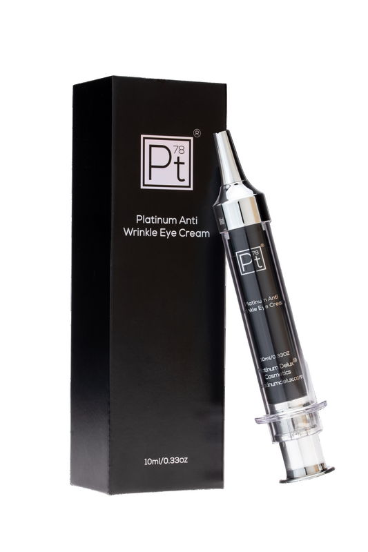 Platinum Anti Wrinkle Eye Cream packaging with syringe on a white background