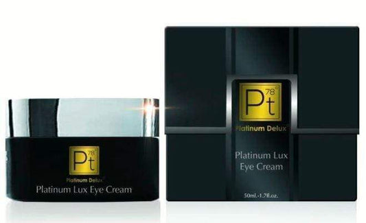 Platinum Lux Eye Cream jar and packaging on a white background
